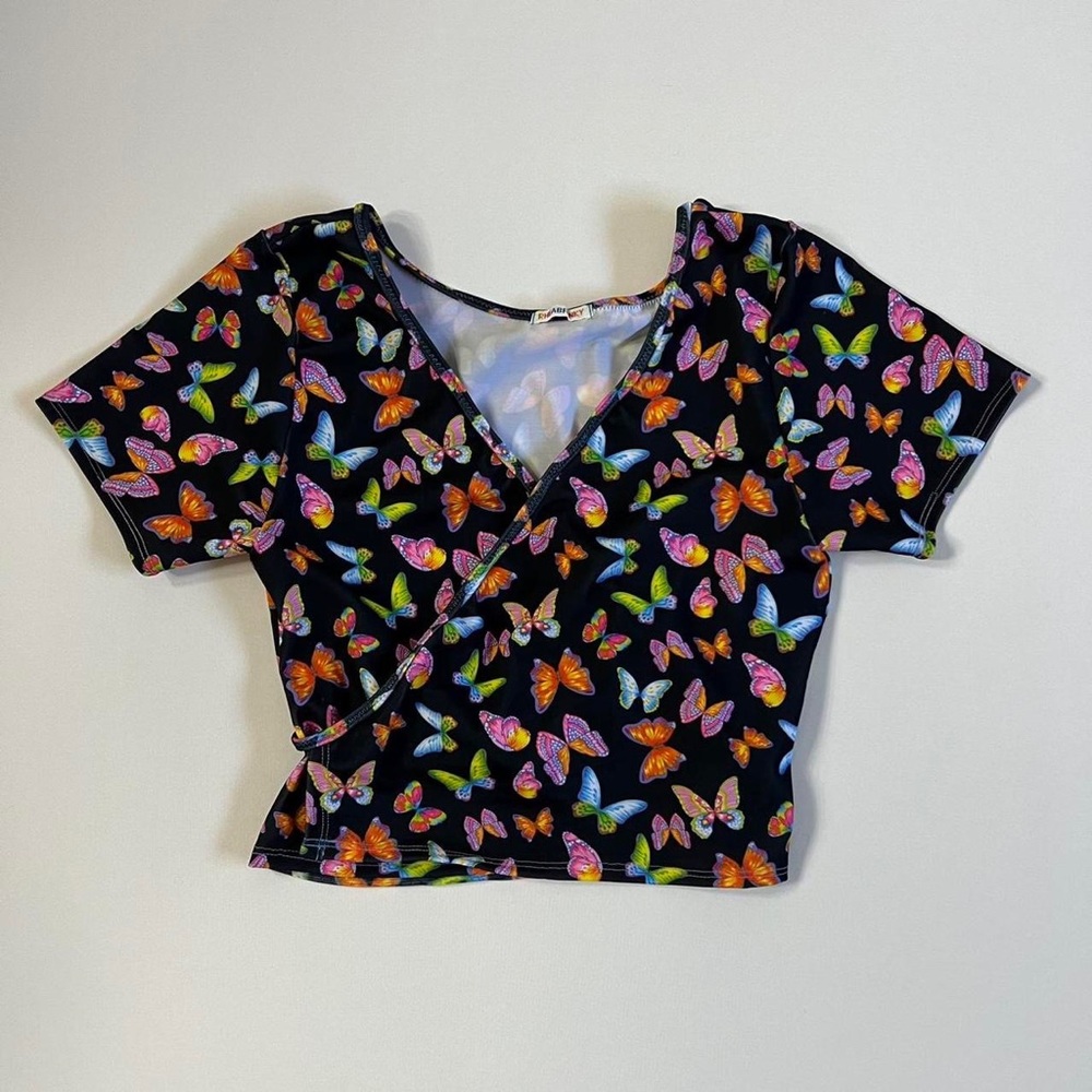 Rheabfunky Butterfly Wrap Tie Top